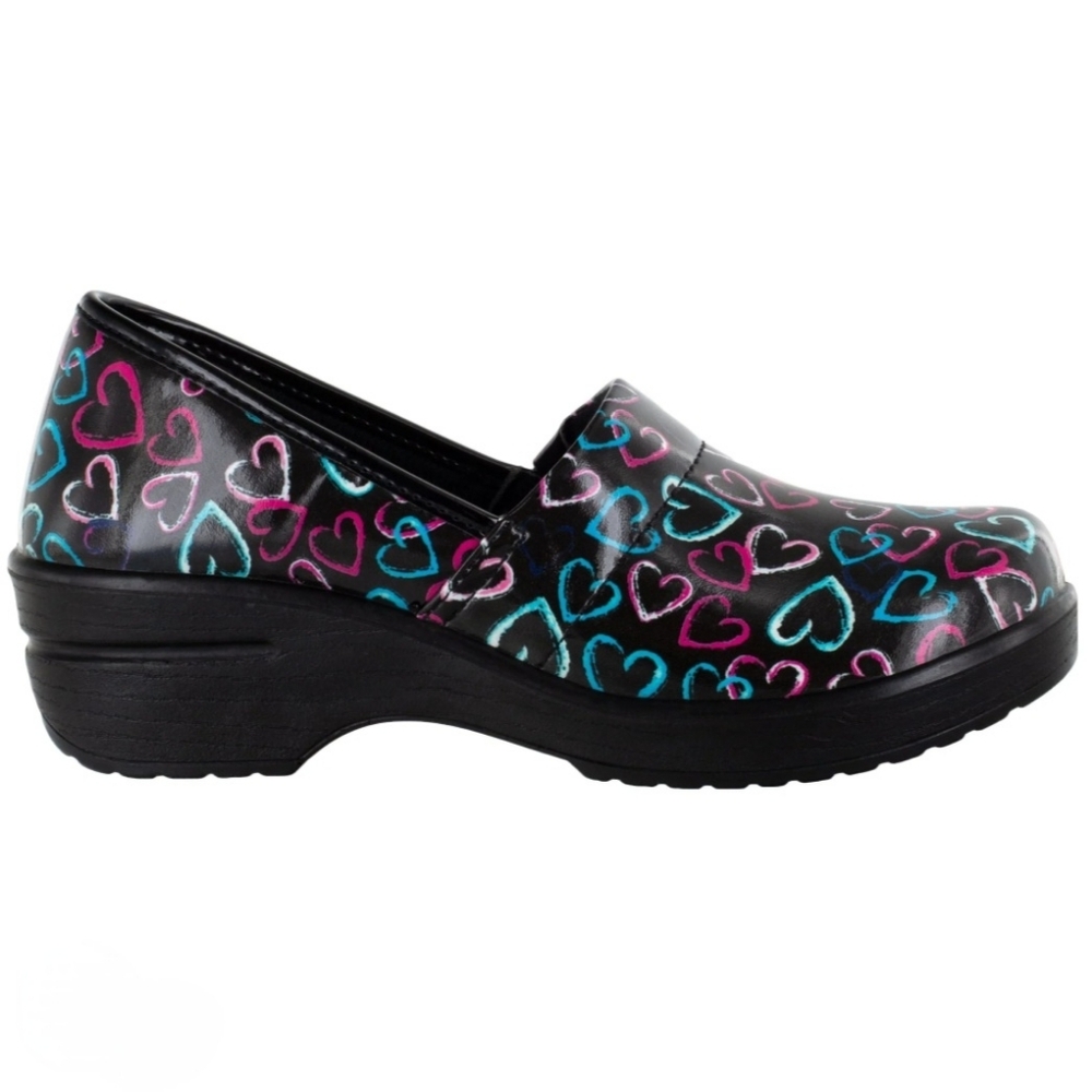 ❤️Easy Works By Easy Street Colorful Heart Patterned Women's Mules☆